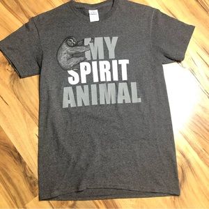 Sloth ; My Spirit Animal gray short sleeve tee size small cotton/ poly blend